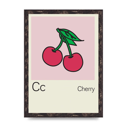Bold Childlike Fruit Three Cherry Wall Art - A3 framed