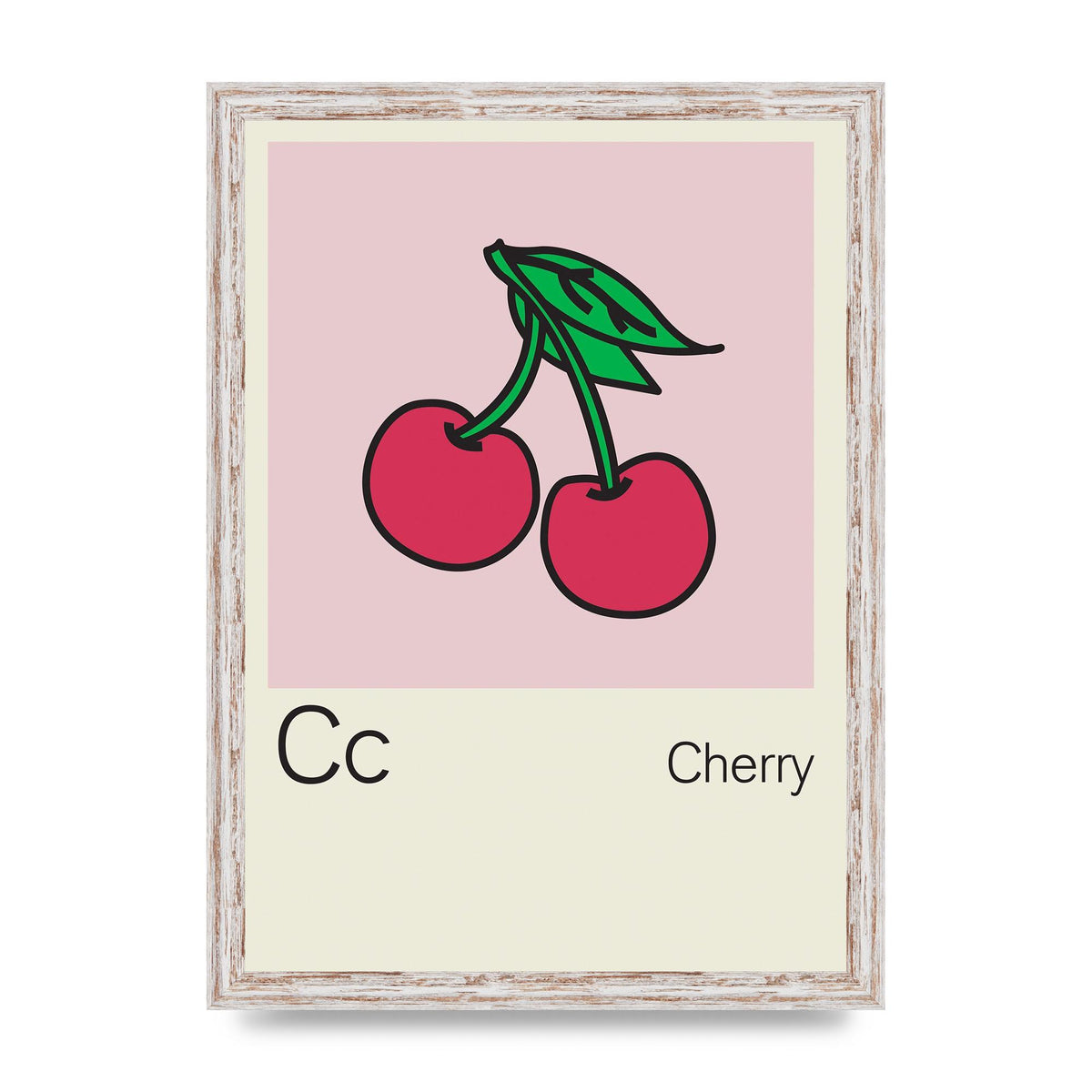 Bold Childlike Fruit Three Cherry Wall Art - A3 framed