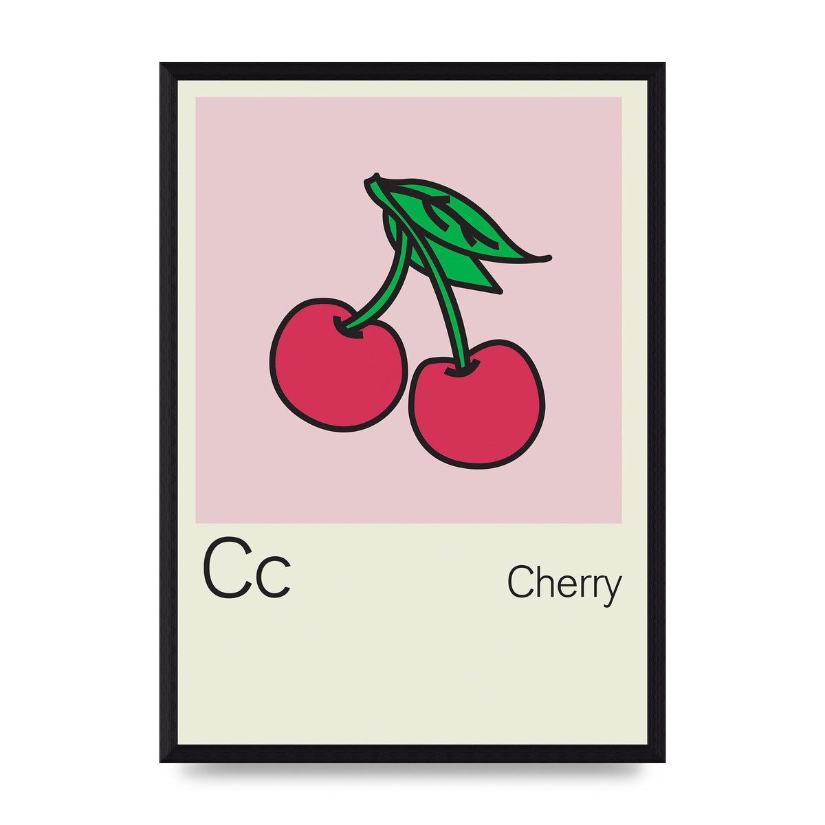 Bold Childlike Fruit Three Cherry Wall Art - A3 framed