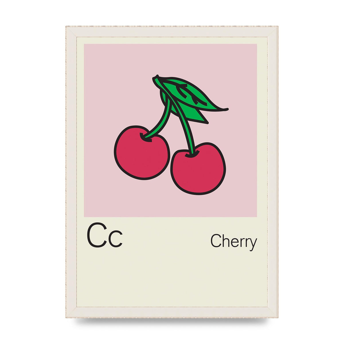 Bold Childlike Fruit Three Cherry Wall Art - A3 framed