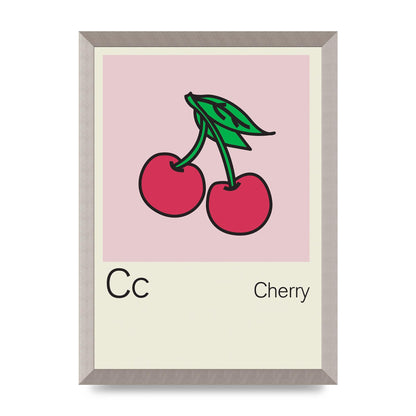 Bold Childlike Fruit Three Cherry Wall Art - A3 framed