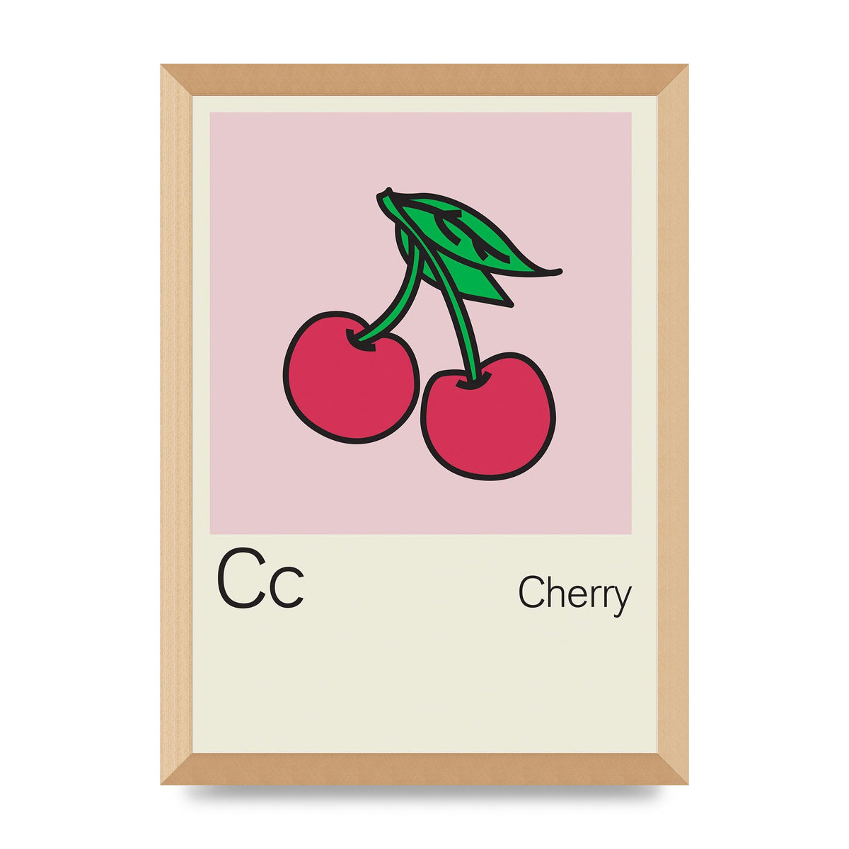 Bold Childlike Fruit Three Cherry Wall Art - A3 framed