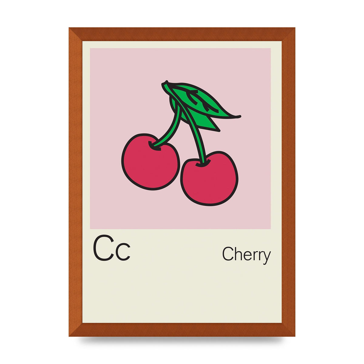 Bold Childlike Fruit Three Cherry Wall Art - A3 framed