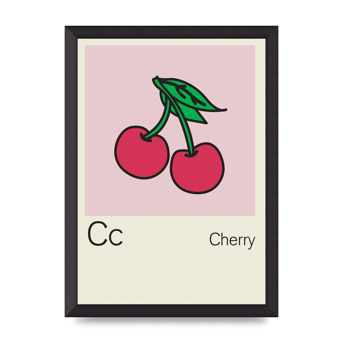 Bold Childlike Fruit Three Cherry Wall Art - A3 framed