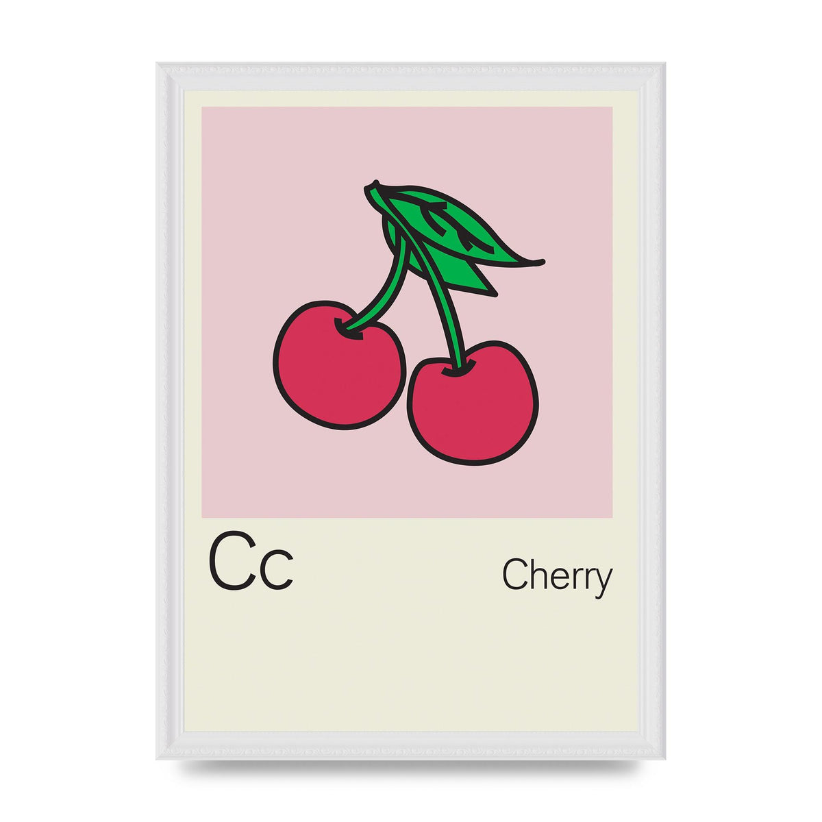 Bold Childlike Fruit Three Cherry Wall Art - A3 framed