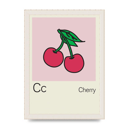 Bold Childlike Fruit Three Cherry Wall Art - A4 framed