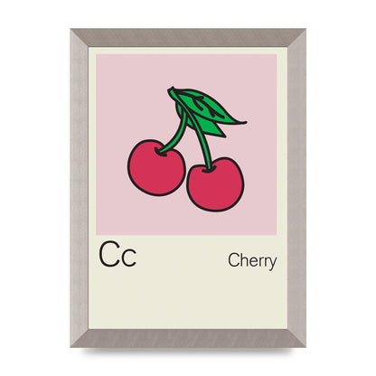 Bold Childlike Fruit Three Cherry Wall Art - A4 framed