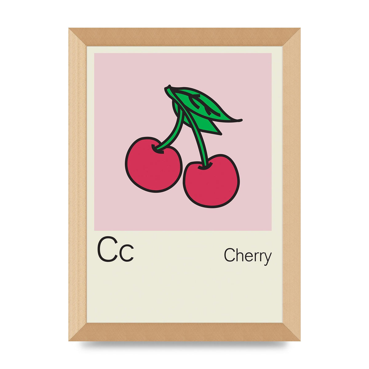 Bold Childlike Fruit Three Cherry Wall Art - A4 framed