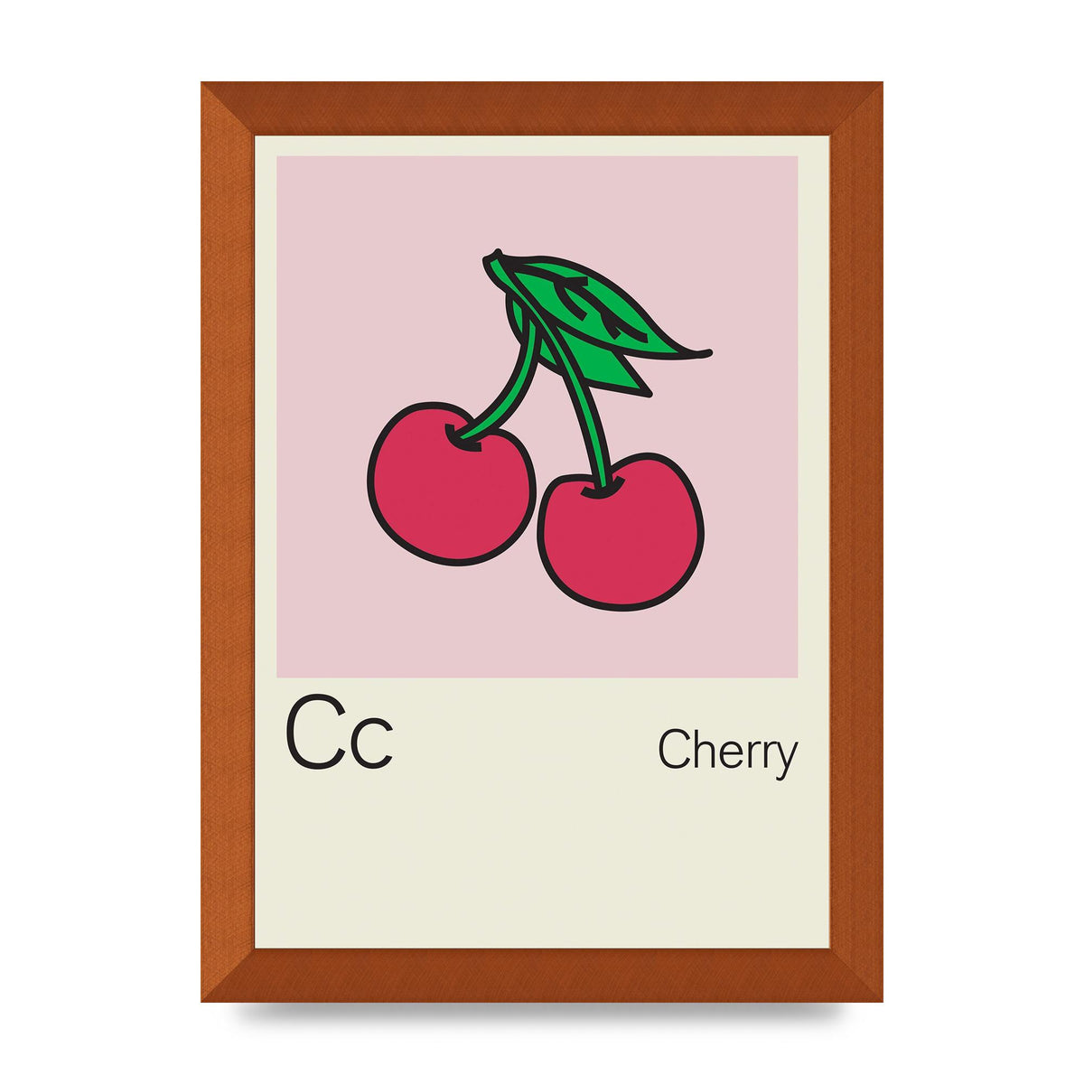Bold Childlike Fruit Three Cherry Wall Art - A4 framed