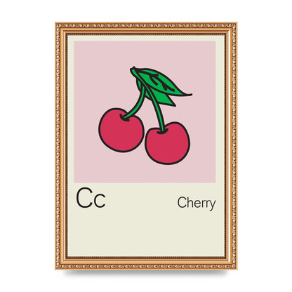Bold Childlike Fruit Three Cherry Wall Art - A4 framed