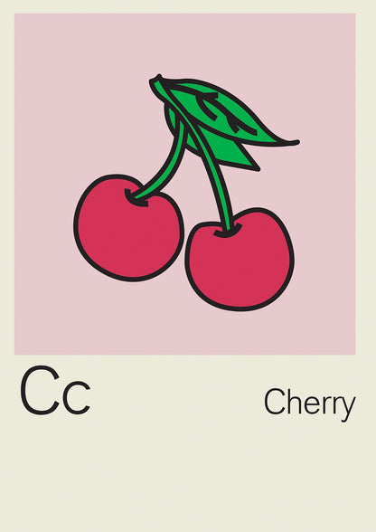 Bold Childlike Fruit Three Cherry Wall Art - detail