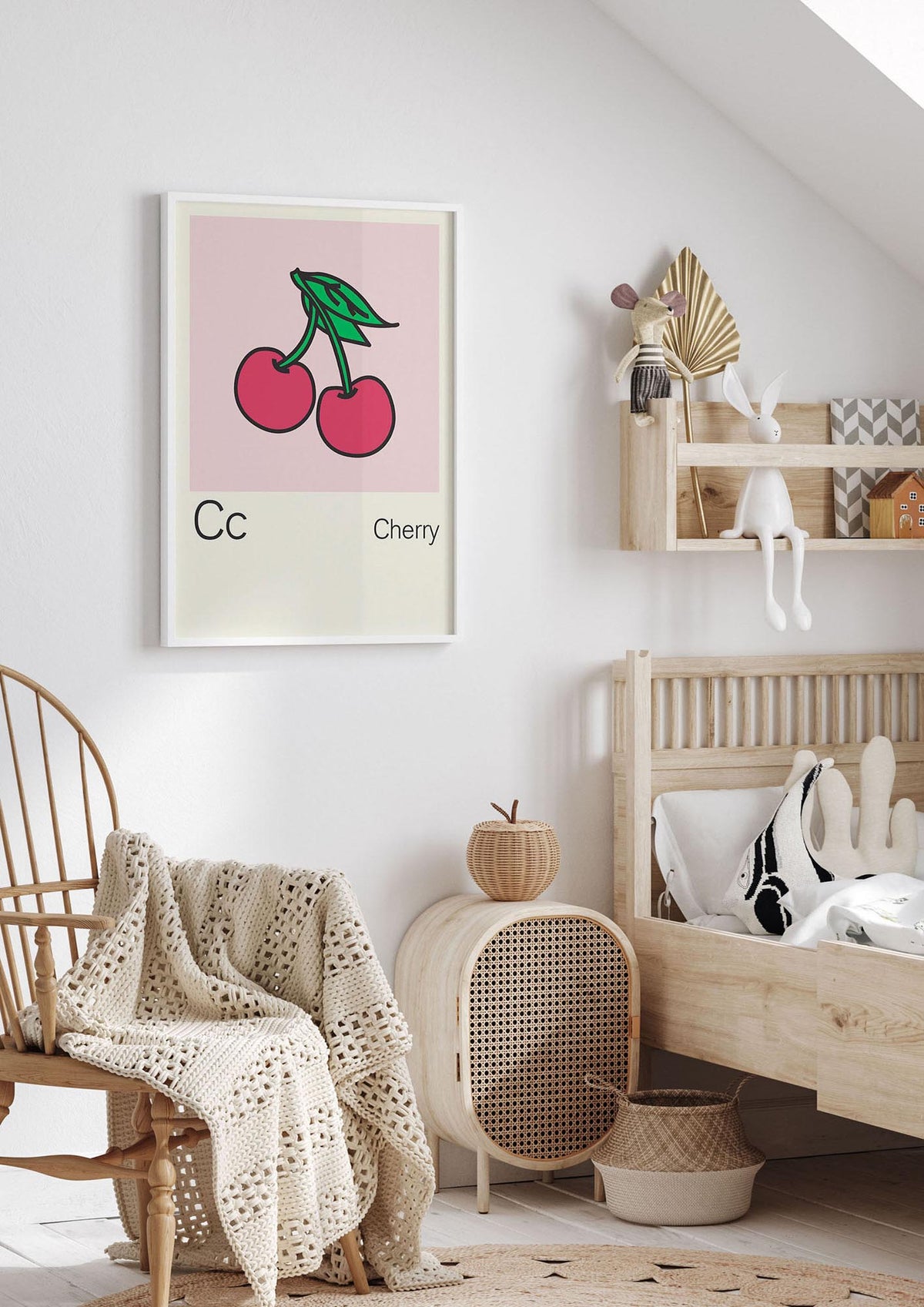 Bold Childlike Fruit Three Cherry Wall Art - nursery 1