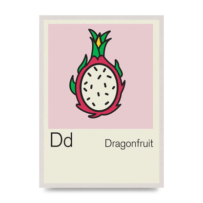 Bold Childlike Fruit Four Dragonfruit Art For The Home - A2 framed