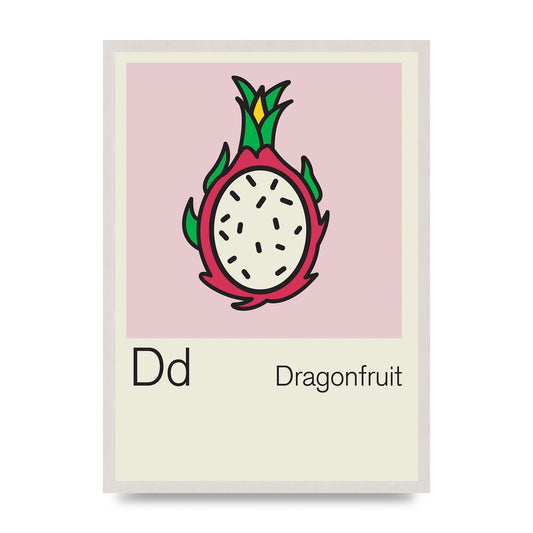 Bold Childlike Fruit Four Dragonfruit Art For The Home - A2 framed