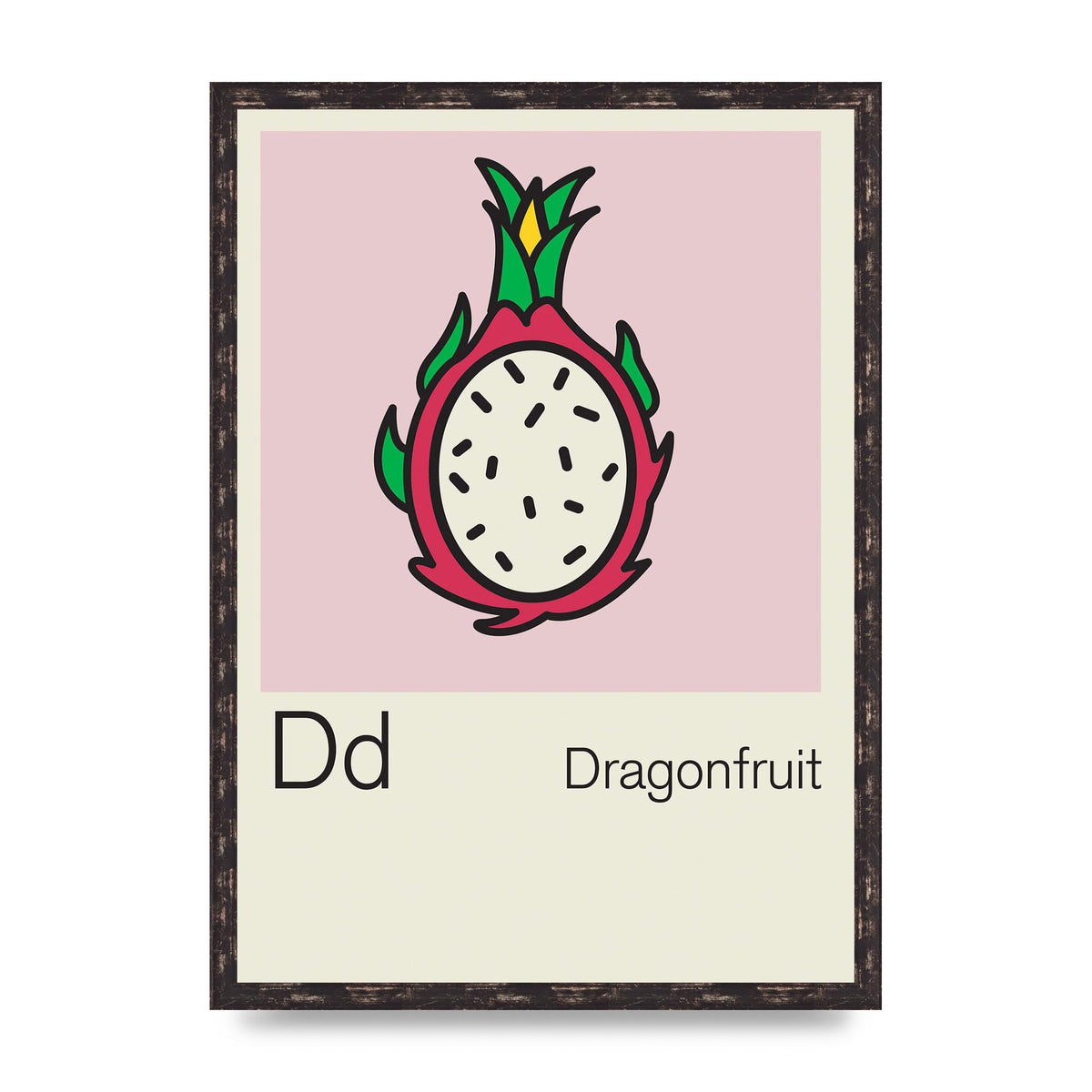 Bold Childlike Fruit Four Dragonfruit Art For The Home - A2 framed