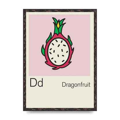 Bold Childlike Fruit Four Dragonfruit Art For The Home - A2 framed