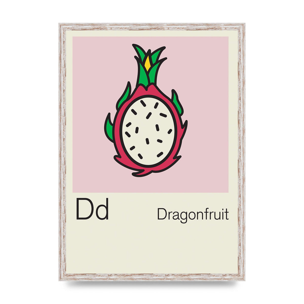 Bold Childlike Fruit Four Dragonfruit Art For The Home - A2 framed