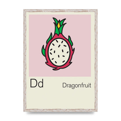 Bold Childlike Fruit Four Dragonfruit Art For The Home - A2 framed