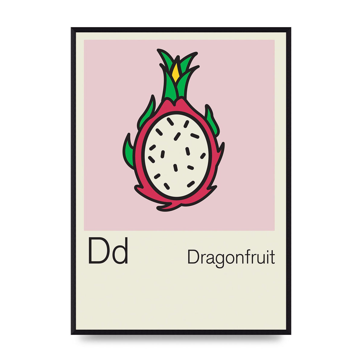 Bold Childlike Fruit Four Dragonfruit Art For The Home - A2 framed