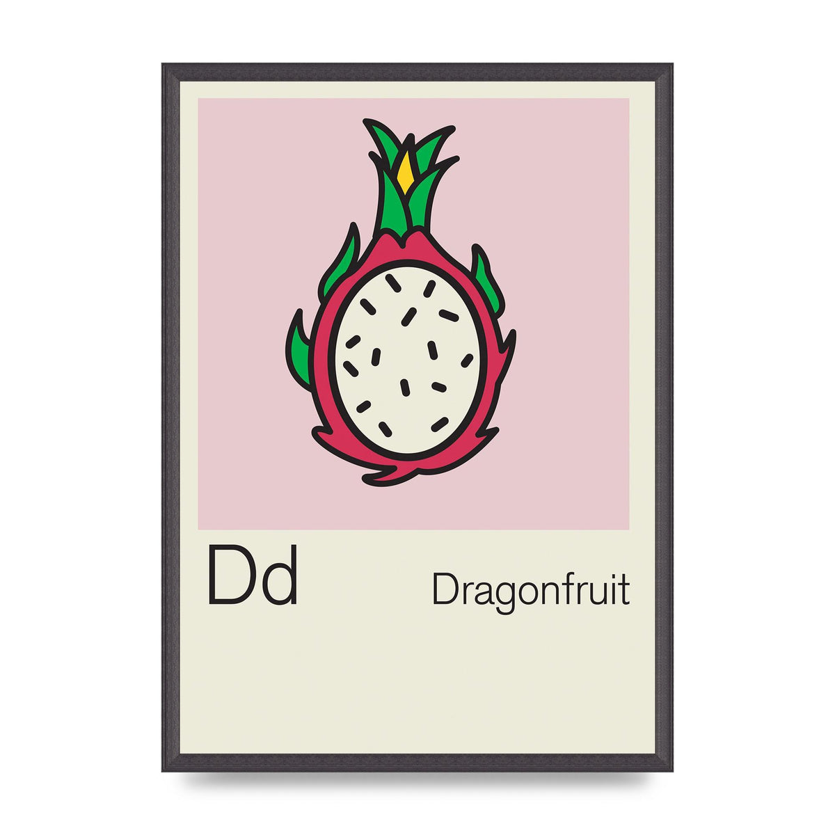 Bold Childlike Fruit Four Dragonfruit Art For The Home - A2 framed