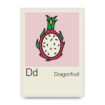 Bold Childlike Fruit Four Dragonfruit Art For The Home - A2 framed