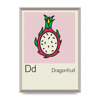 Bold Childlike Fruit Four Dragonfruit Art For The Home - A2 framed