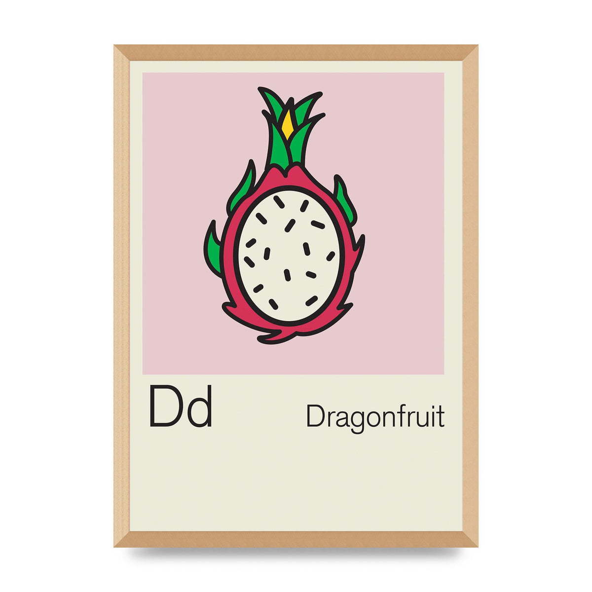 Bold Childlike Fruit Four Dragonfruit Art For The Home - A2 framed
