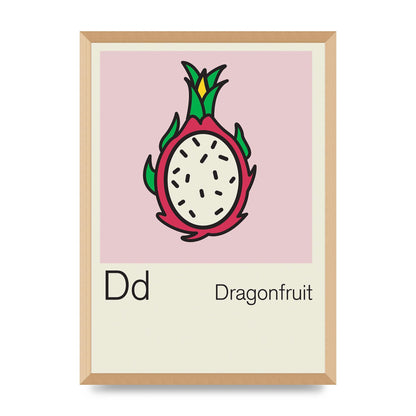 Bold Childlike Fruit Four Dragonfruit Art For The Home - A2 framed