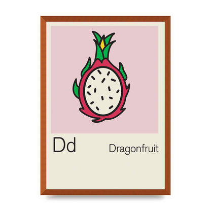 Bold Childlike Fruit Four Dragonfruit Art For The Home - A2 framed