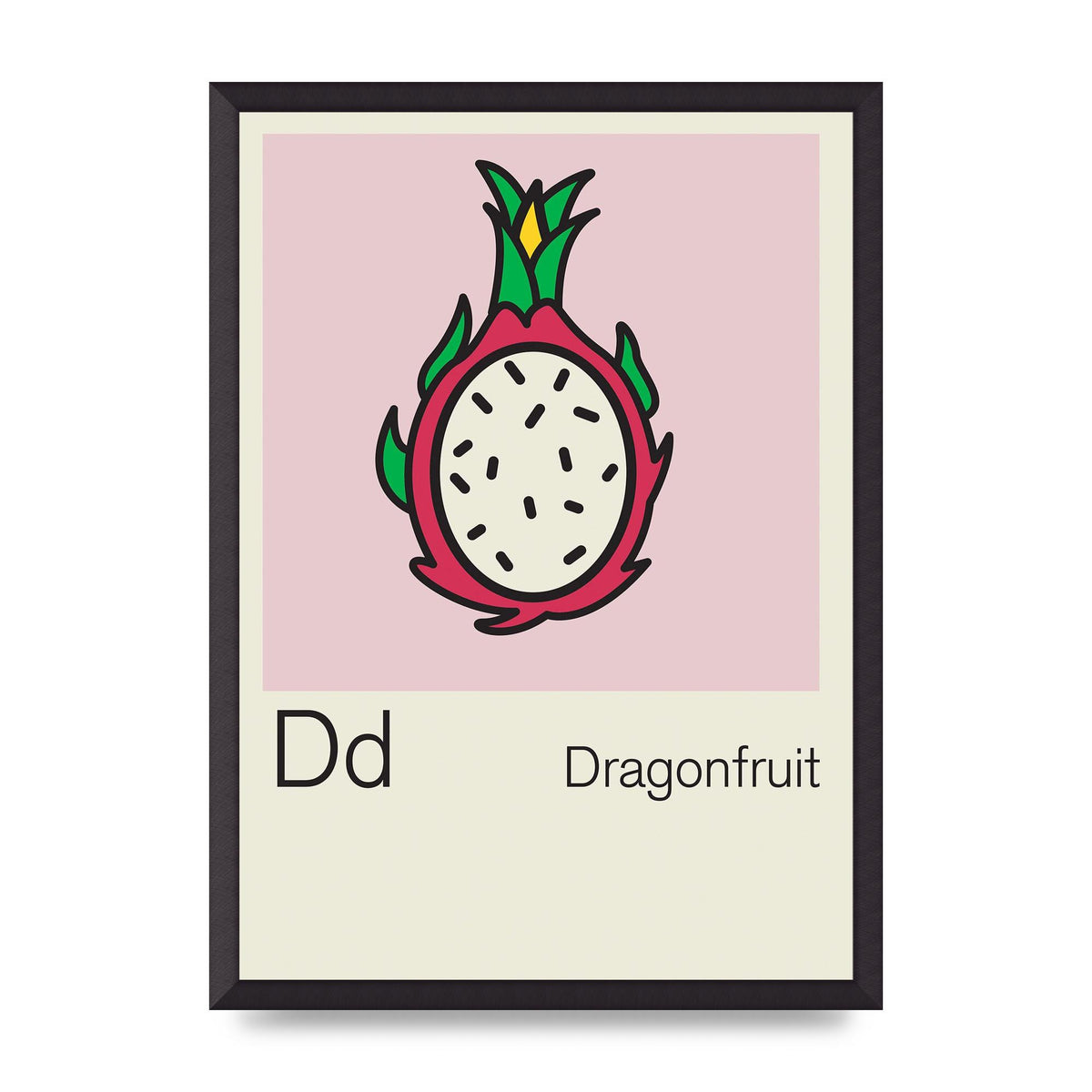 Bold Childlike Fruit Four Dragonfruit Art For The Home - A2 framed