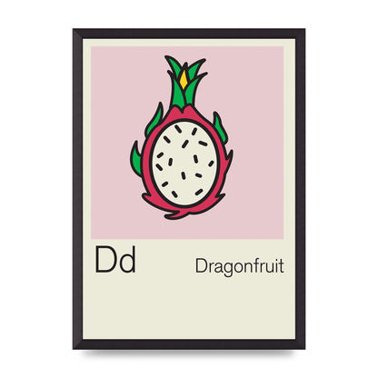 Bold Childlike Fruit Four Dragonfruit Art For The Home - A2 framed
