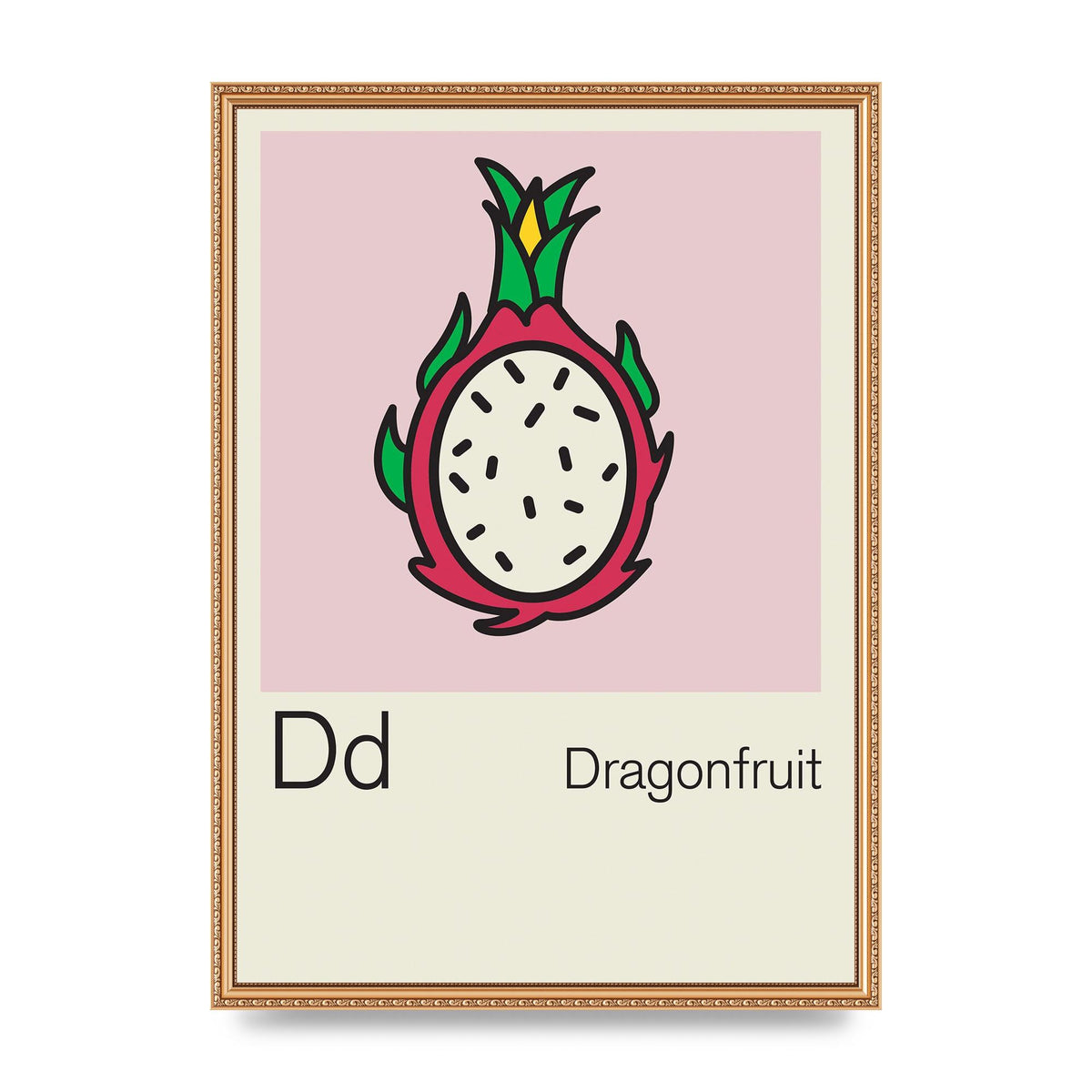Bold Childlike Fruit Four Dragonfruit Art For The Home - A2 framed