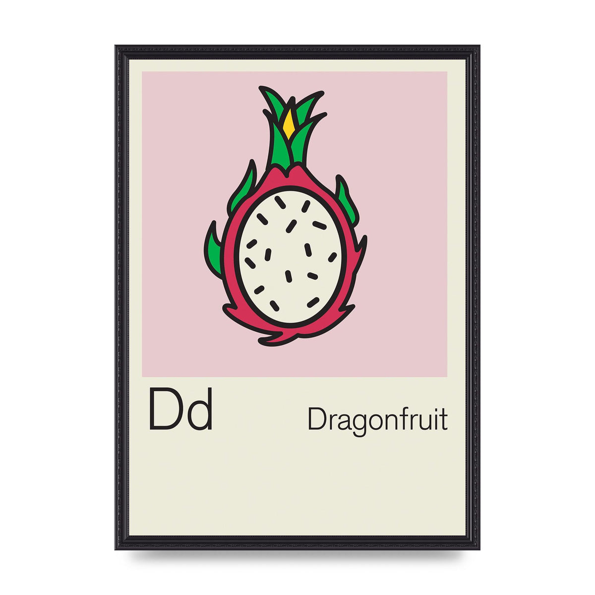 Bold Childlike Fruit Four Dragonfruit Art For The Home - A2 framed