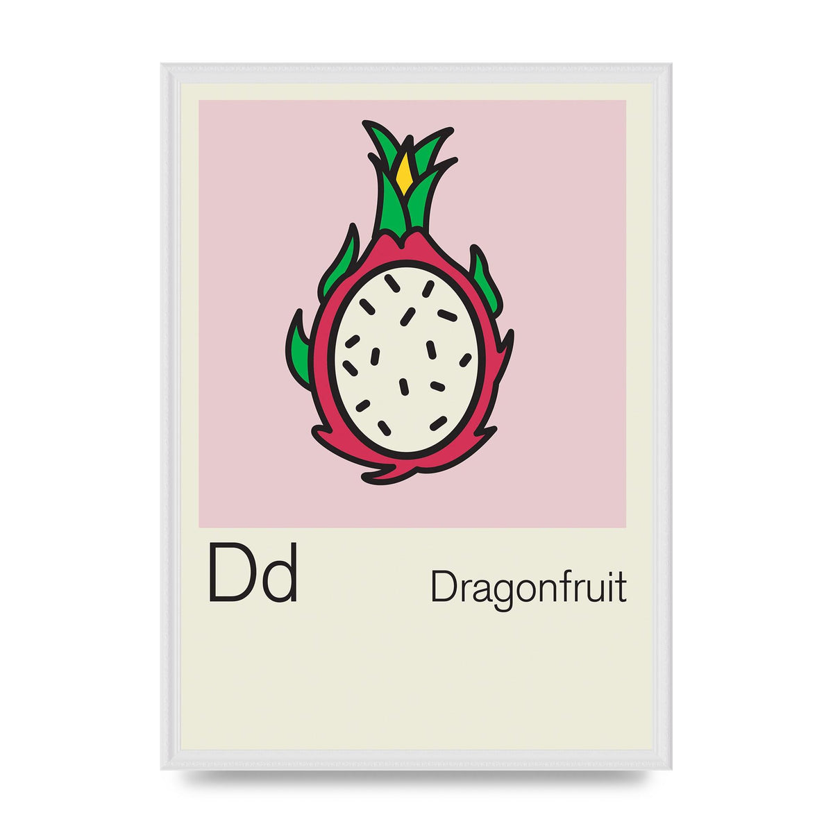 Bold Childlike Fruit Four Dragonfruit Art For The Home - A2 framed