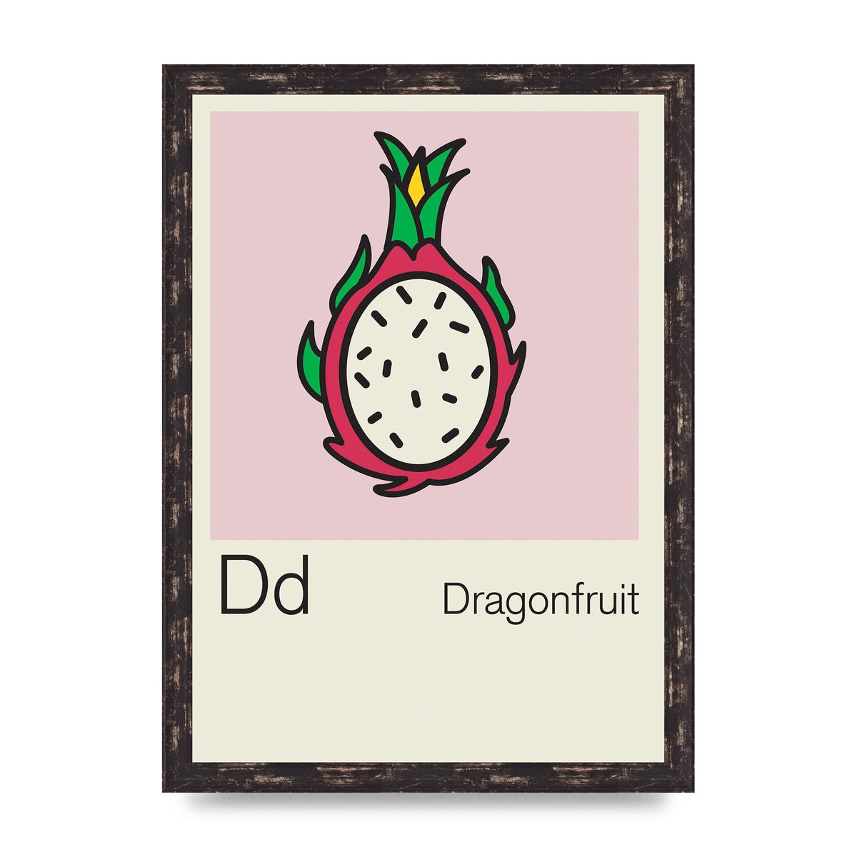 Bold Childlike Fruit Four Dragonfruit Art For The Home - A3 framed