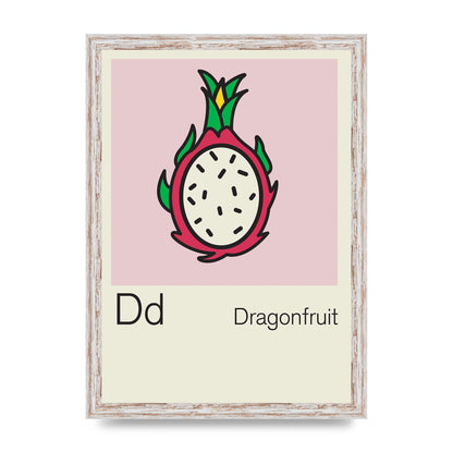 Bold Childlike Fruit Four Dragonfruit Art For The Home - A3 framed