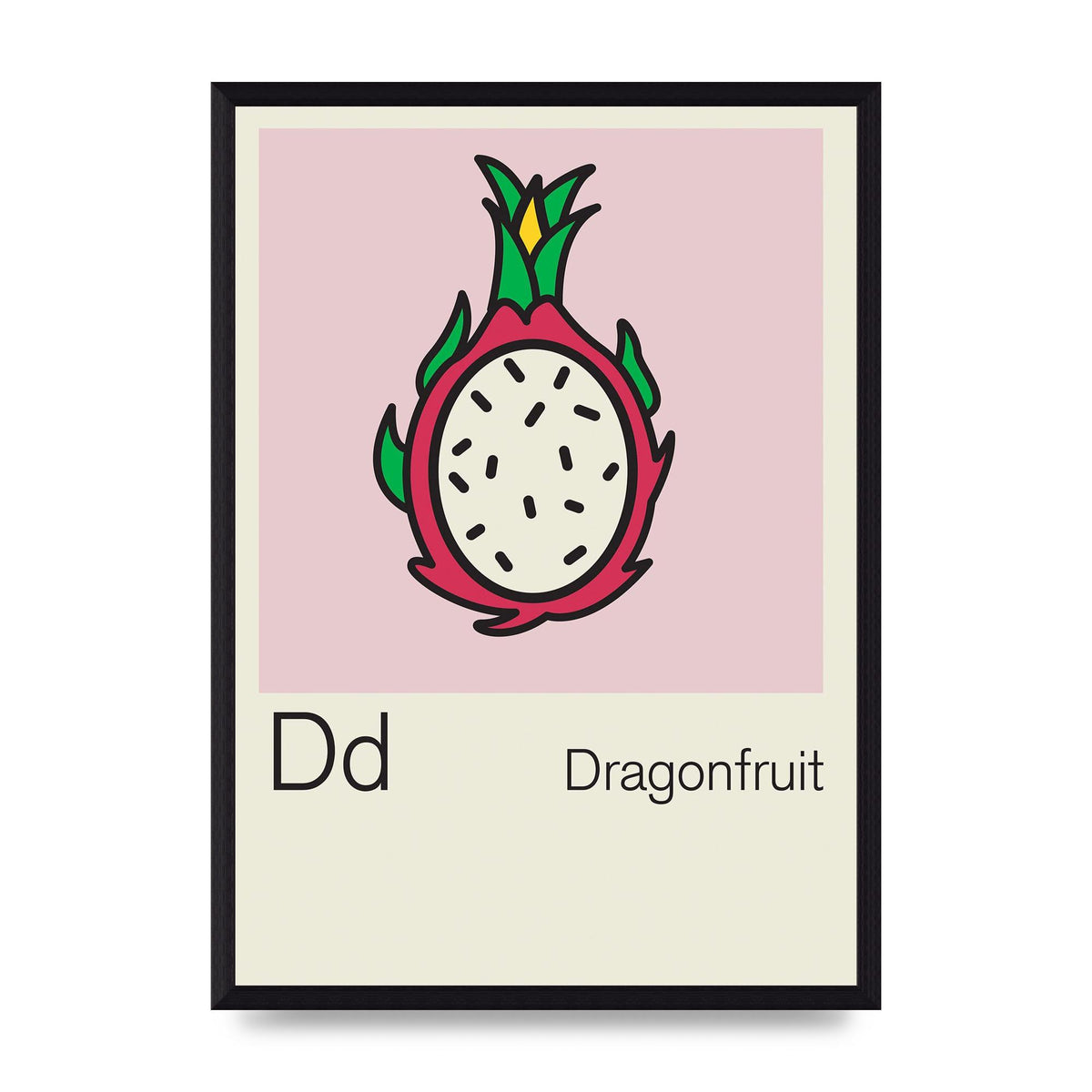 Bold Childlike Fruit Four Dragonfruit Art For The Home - A3 framed