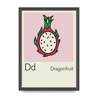Bold Childlike Fruit Four Dragonfruit Art For The Home - A3 framed