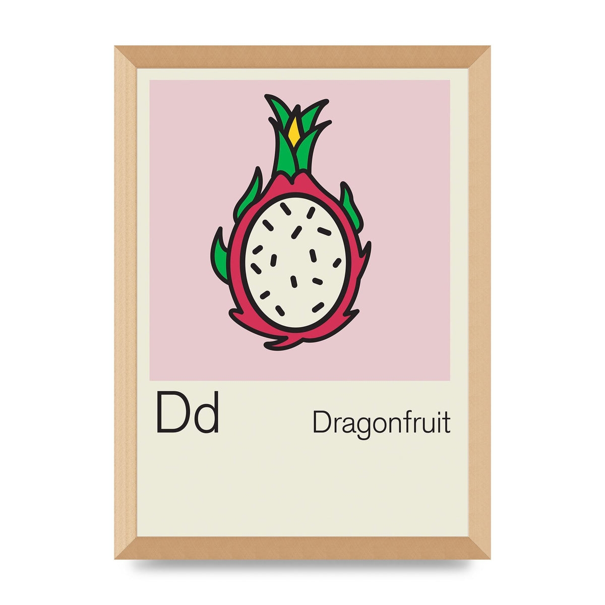 Bold Childlike Fruit Four Dragonfruit Art For The Home - A3 framed