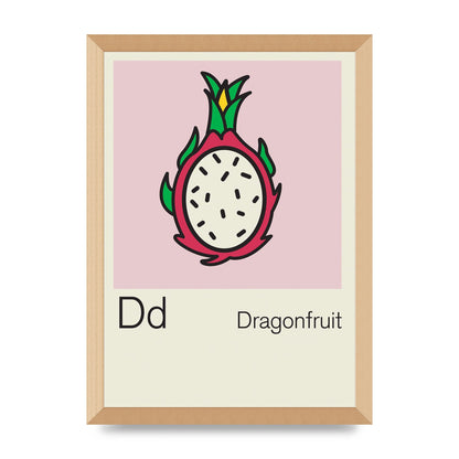 Bold Childlike Fruit Four Dragonfruit Art For The Home - A3 framed