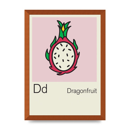 Bold Childlike Fruit Four Dragonfruit Art For The Home - A3 framed