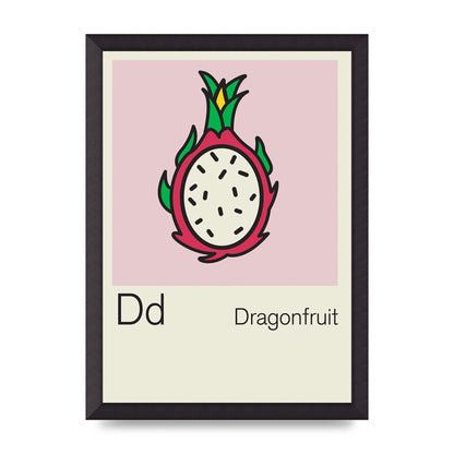 Bold Childlike Fruit Four Dragonfruit Art For The Home - A3 framed