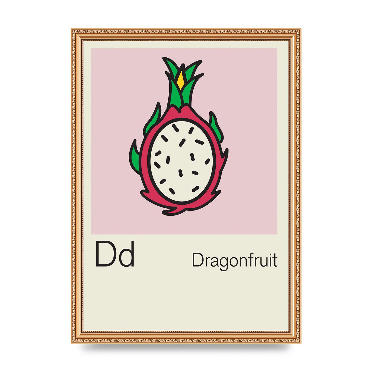 Bold Childlike Fruit Four Dragonfruit Art For The Home - A3 framed