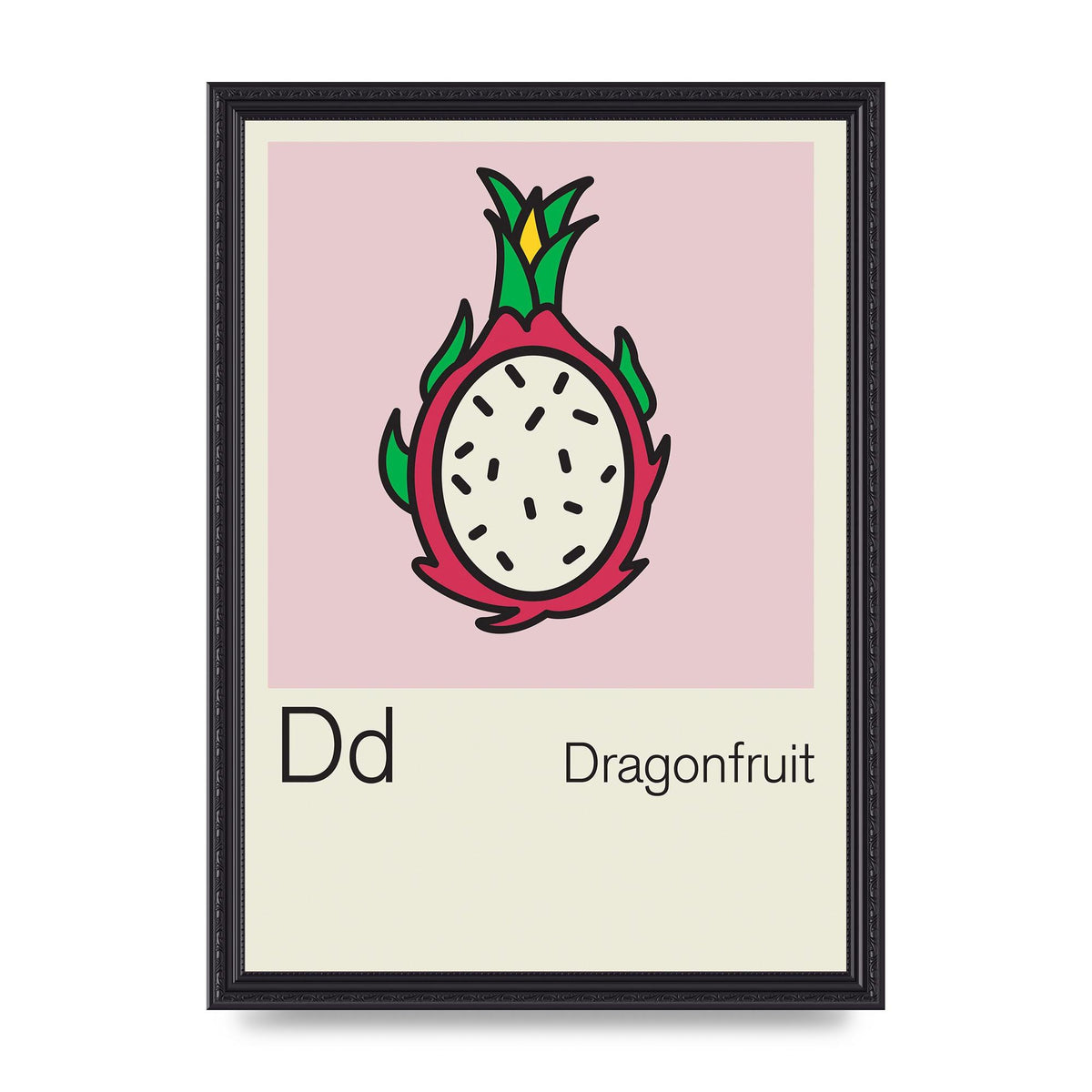 Bold Childlike Fruit Four Dragonfruit Art For The Home - A3 framed