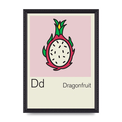 Bold Childlike Fruit Four Dragonfruit Art For The Home - A3 framed