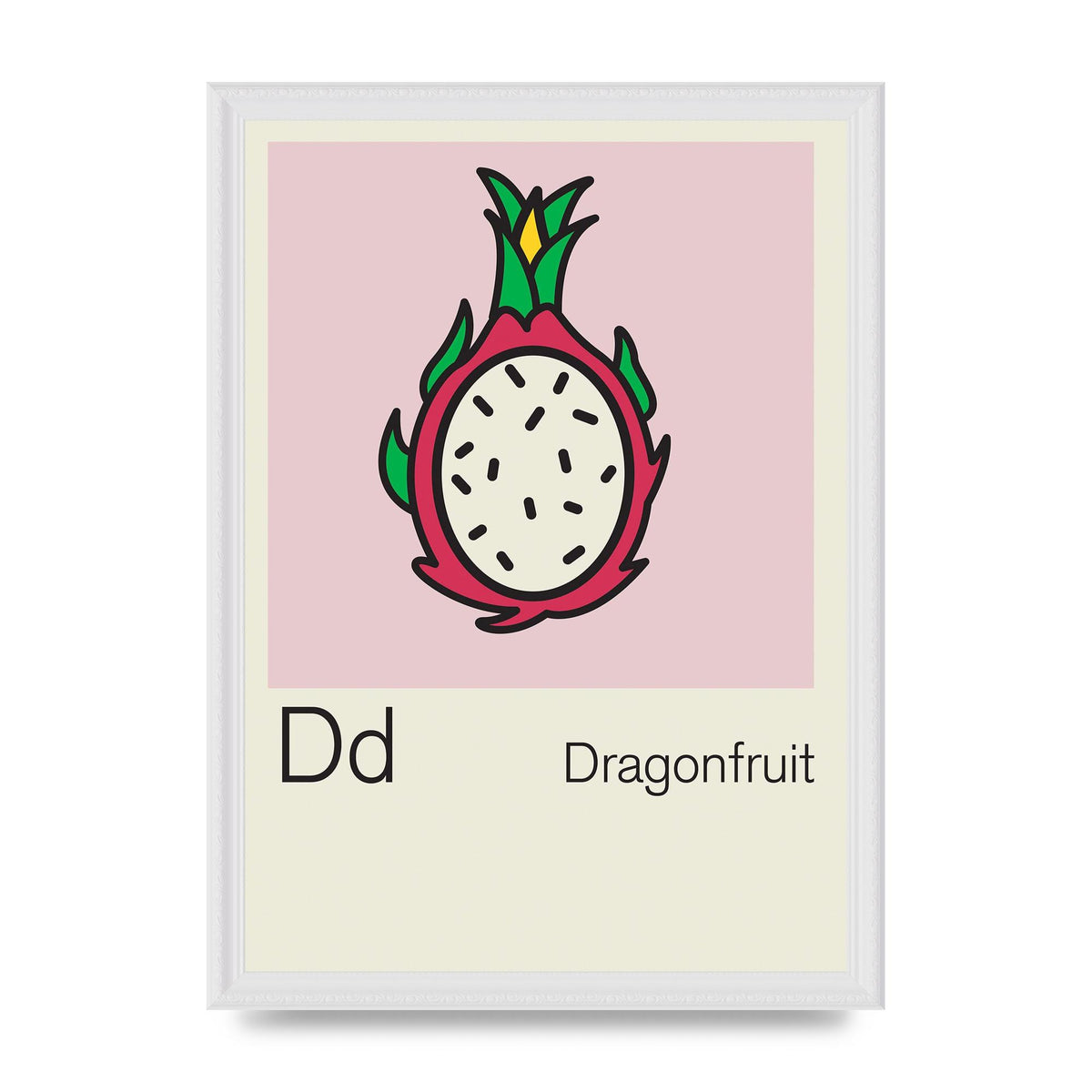 Bold Childlike Fruit Four Dragonfruit Art For The Home - A3 framed