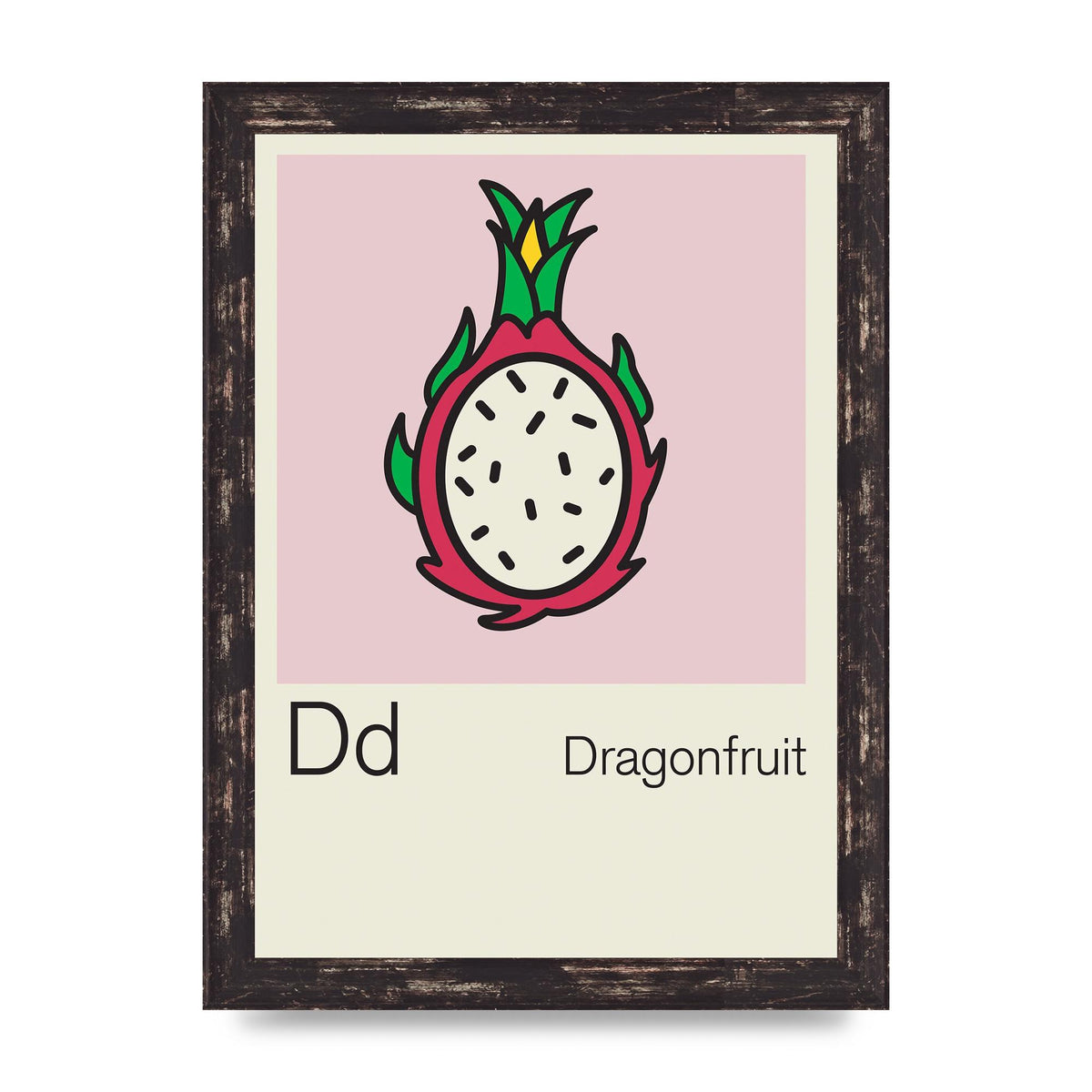 Bold Childlike Fruit Four Dragonfruit Art For The Home - A4 framed