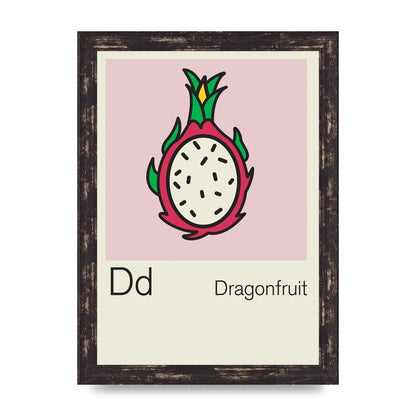 Bold Childlike Fruit Four Dragonfruit Art For The Home - A4 framed