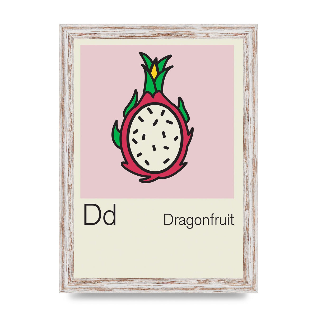 Bold Childlike Fruit Four Dragonfruit Art For The Home - A4 framed