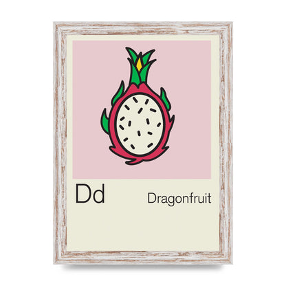 Bold Childlike Fruit Four Dragonfruit Art For The Home - A4 framed